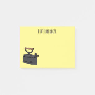 Charcoal iron cartoon illustration post-it notes