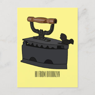 Charcoal iron cartoon illustration postcard