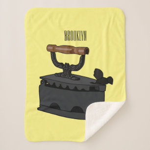 Charcoal iron cartoon illustration sherpa blanket