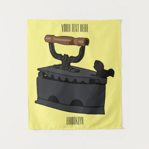 Charcoal iron cartoon illustration  tapestry