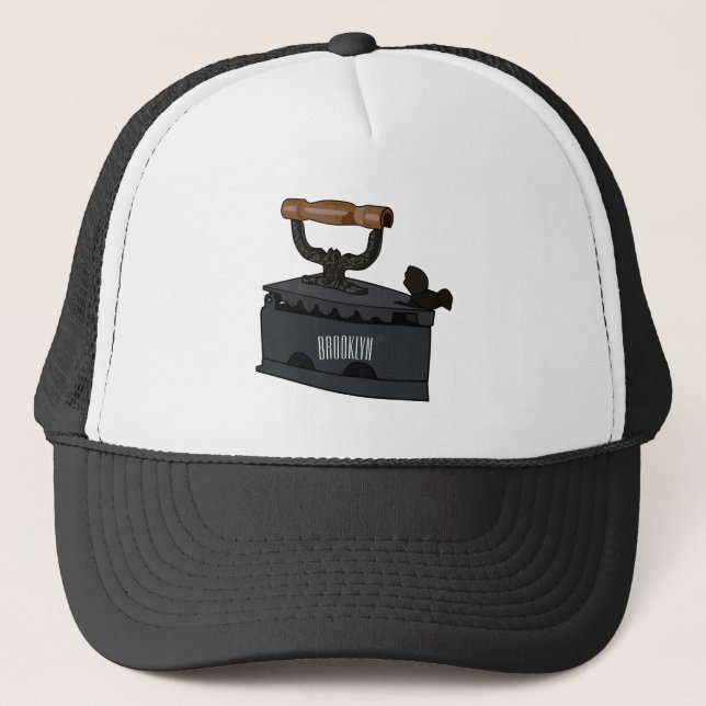 Charcoal iron cartoon illustration  trucker hat (Front)