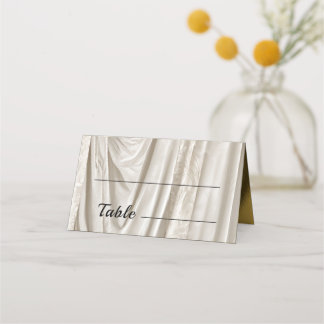 Charcoal Ivory Masquerade Blank Lines White Damask Place Card