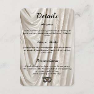 Charcoal Ivory Masquerade White Damask Ball Enclosure Card