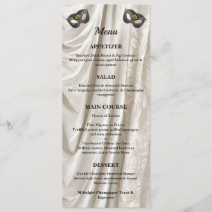 Charcoal Ivory Masquerade White Damask Gold Ball Menu