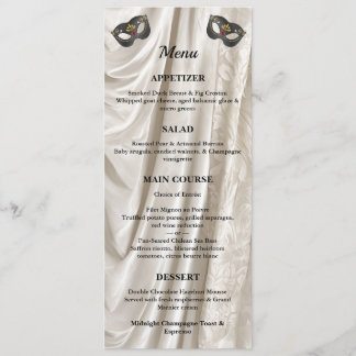 Charcoal Ivory Masquerade White Damask Gold Ball Menu