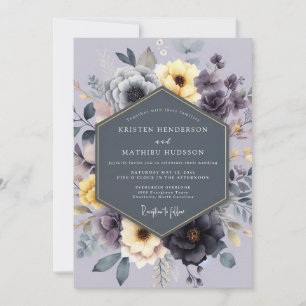 Charcoal Lemon Lyrical Wedding Invitation