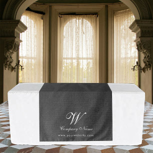 Charcoal Linen Business Table Runner Banner Script Tapestry