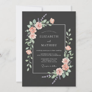 Charcoal Lush Evening Wedding Invitation