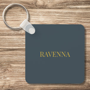 Charcoal Luxury Custom Serif Name Gift For Her Key Ring