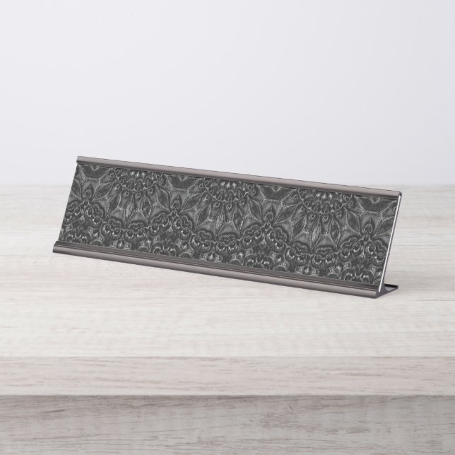 Charcoal Mandala   Desk Name Plate (Front)