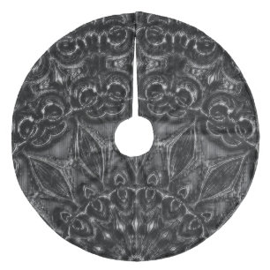 Charcoal Mandala   Fleece Tree Skirt