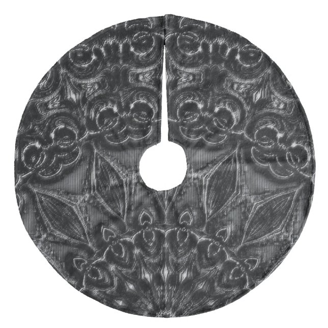 Charcoal Mandala   Fleece Tree Skirt (Front)
