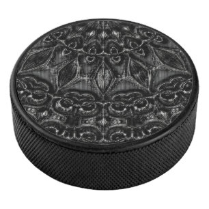 Charcoal Mandala  Hockey Puck