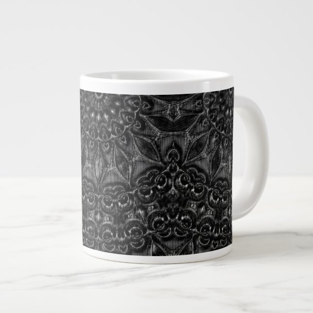 Charcoal Mandala  Large Coffee Mug (Front Right)