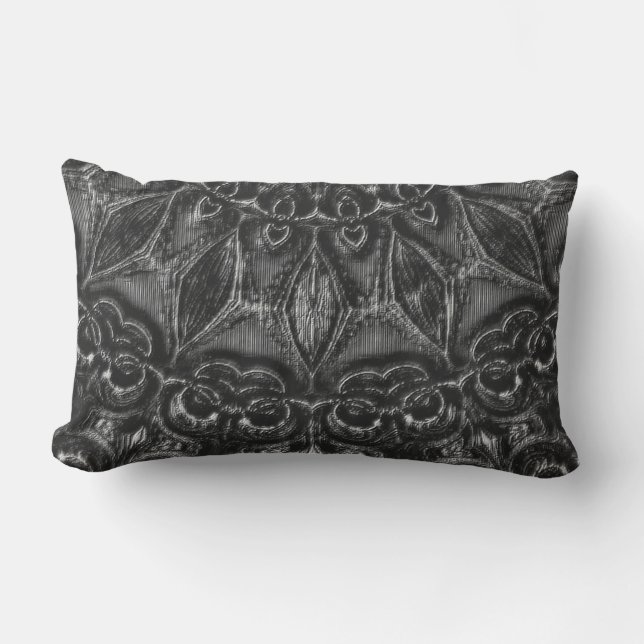 Charcoal Mandala   Lumbar Cushion (Front)