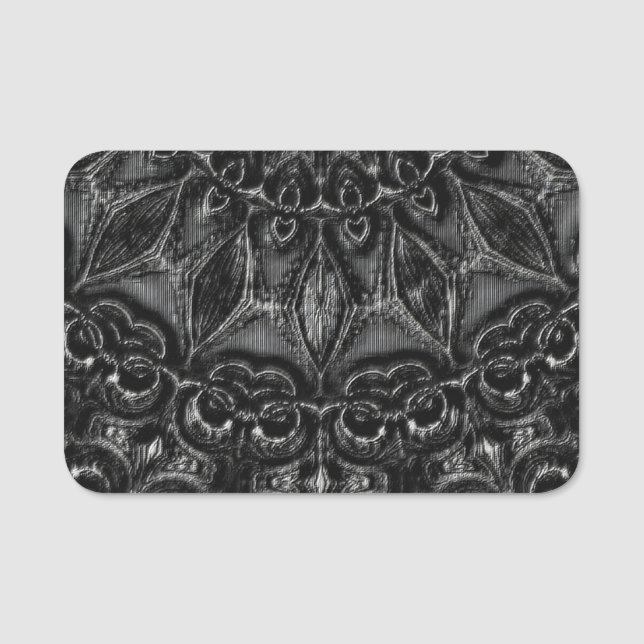 Charcoal Mandala  Name Tag (Front)