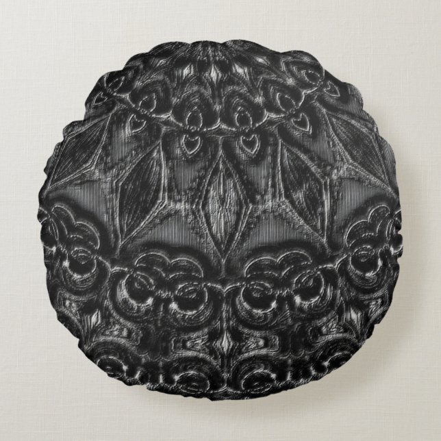 Charcoal Mandala  Round Pillow (Front)