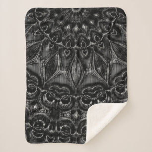 Charcoal Mandala  Sherpa Blanket