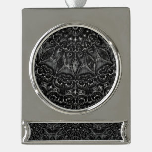 Charcoal Mandala  Silver Plated Banner Ornament