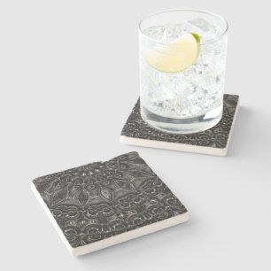 Charcoal Mandala Stone Coaster