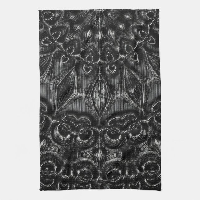 Charcoal Mandala  Tea Towel (Vertical)