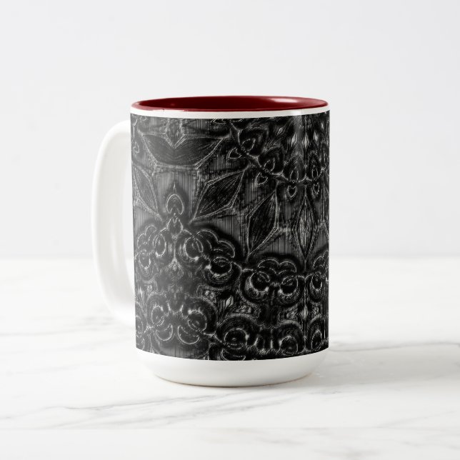Charcoal Mandala   Two-Tone Coffee Mug (Front Left)