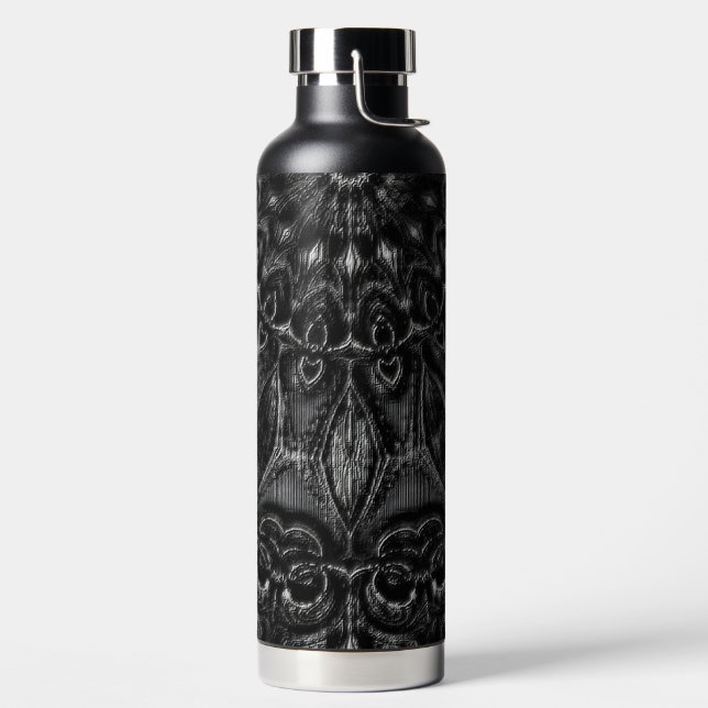 Charcoal Mandala  Water Bottle (Left)