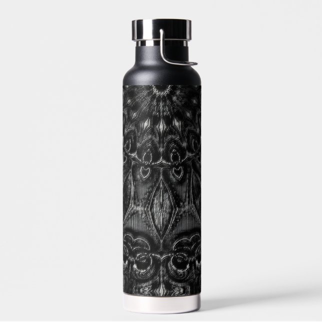 Charcoal Mandala  Water Bottle (Left)