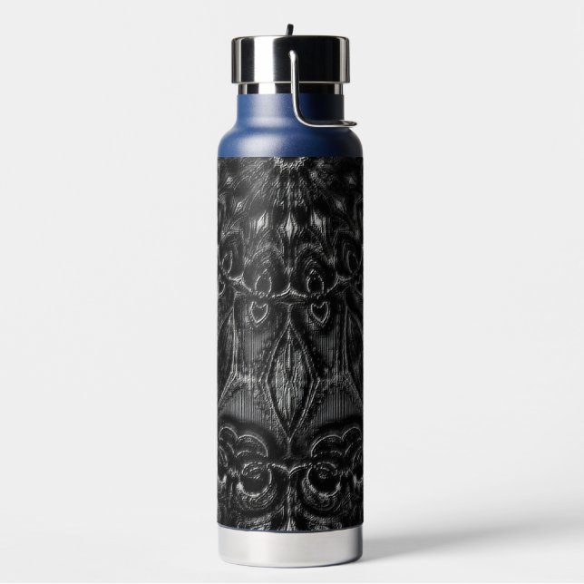 Charcoal Mandala  Water Bottle (Left)