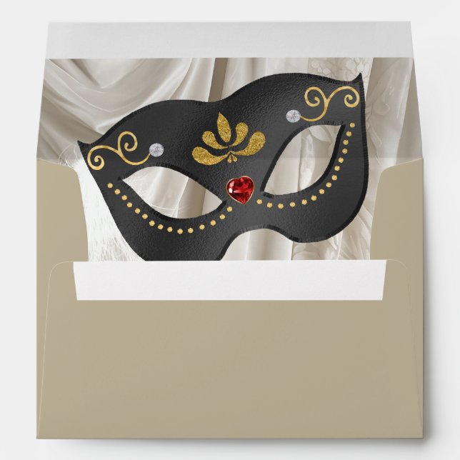 Charcoal Masquerade Envelope Dark Ivory Damask (Back (Bottom))