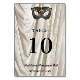 Charcoal Masquerade White Ivory Damask Double-Side Table Number
