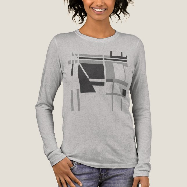 Charcoal Medium Grey MCM Style Geometric Abstract Tri-Blend Shirt (Front)
