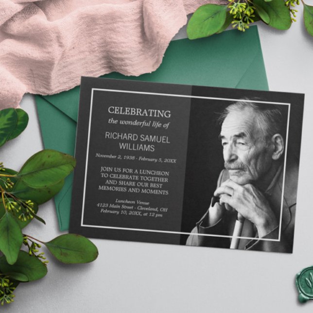 Charcoal Minimal Celebrating Life | Custom Photo Invitation (Creator Uploaded)