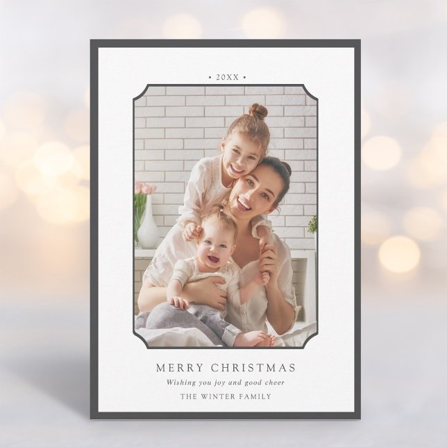 Charcoal Minimal Merry Christmas Photo Holiday Card (Creator Uploaded)