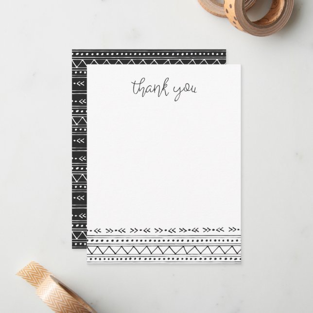 Charcoal Modern Boho Thank You Card (Front/Back In Situ)