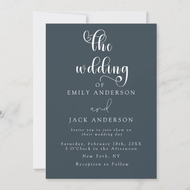 Charcoal Modern Elegance Chic Wedding Invitation (Front)