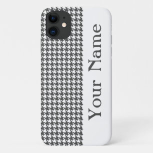 Charcoal Modern Houndstooth with name Case-Mate iPhone Case