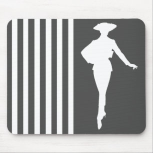 Charcoal Modern Stripes with fashion Silhouette Mouse Pad
