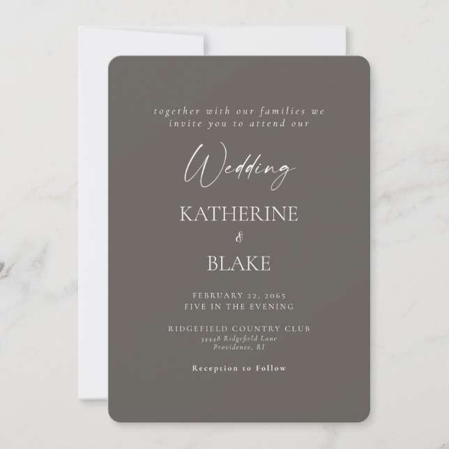 Charcoal Modern Wedding Rounded Invitation (Front)