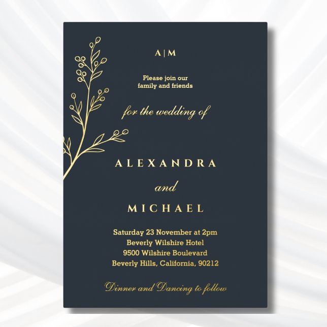 Charcoal Monogram Botanical Minimalist Gold (Creator Uploaded)