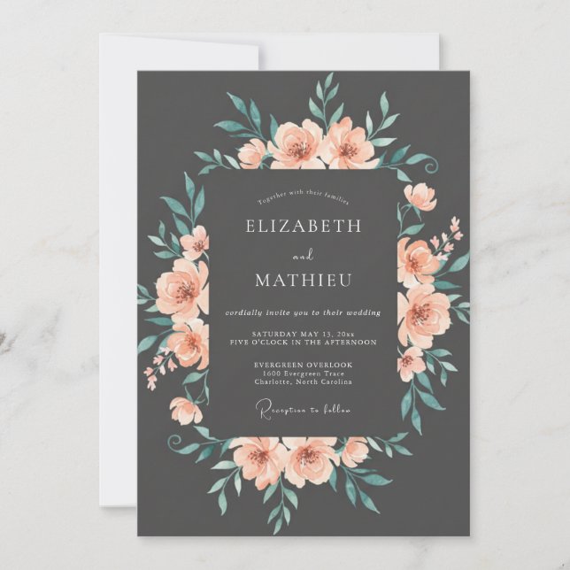 Charcoal Moody Evening Wedding Invitation (Front)
