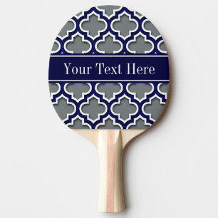 Charcoal Navy Wht Moroccan #5DS Navy Name Monogram Ping Pong Paddle