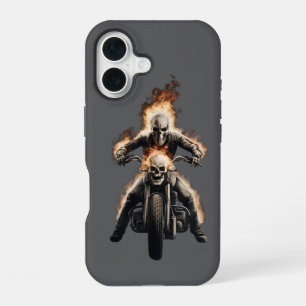 Charcoal Nightmare - Ink-Stained Skull iPhone Cove 16 Case