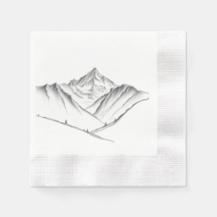 Charcoal Pencil Mountain Landscape Napkin