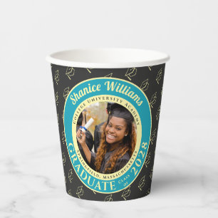 Charcoal Photo Modern Graduation Party Paper Cups