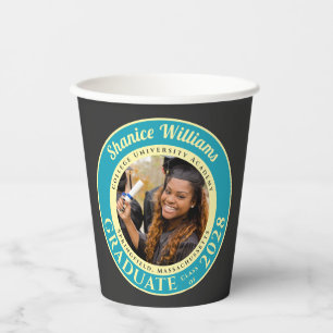Charcoal Photo Modern Graduation Party Paper Cups