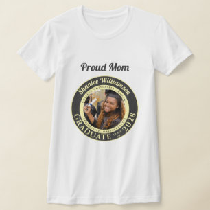 Charcoal Photo Modern Graduation Proud Mom T-Shirt