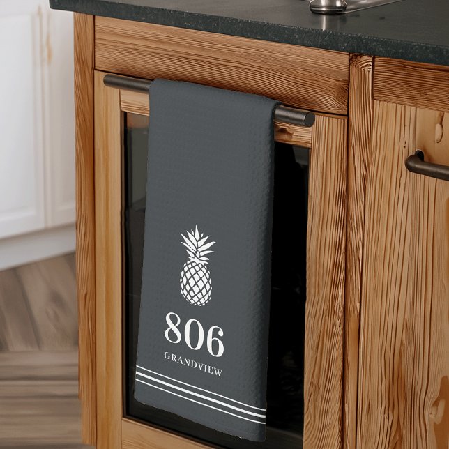 Charcoal | Pineapple House Number & Street Name Tea Towel (Creator Uploaded)