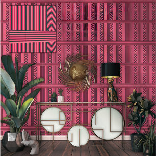 Charcoal Pink Stripes Elegant Pattern Wallpaper