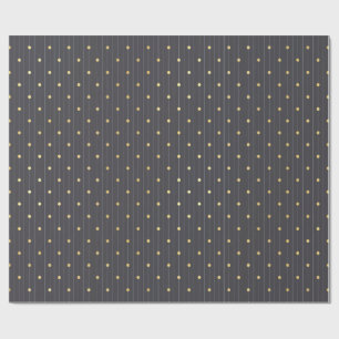 Charcoal Pinstripe Gold Dot Masculine Wrapping Paper